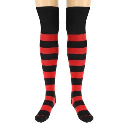 Dressa Socks csíkos pamut combzokni - fekete-piros