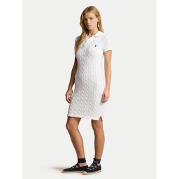 Polo Ralph Lauren Kötött ruha 211943139002 Fehér Slim Fit