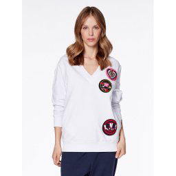 LOVE MOSCHINO Pulóver W649980E 2246 Fehér Relaxed Fit