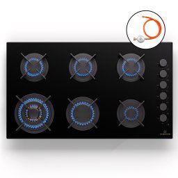 Klarstein Goldflame 6, gáz főzőlap, önálló, 6 égő, oldalsó vezérlés, gáz/propán, üvegkerámia, fekete (CP11-Goldfl-6BK-S.C)