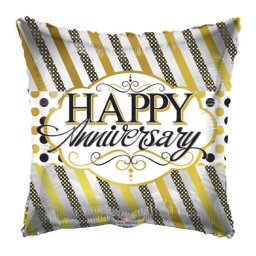 Fólia lufi, párna, Happy Anniversary, arany-fehér 46 cm