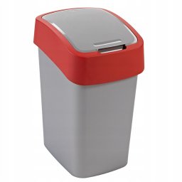Szemetes kuka billenő fedéllel műanyag 10 literes Curver ezüst/piros