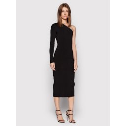 Victoria Victoria Beckham Koktélruha One Shoulder 1222KDR003593A Fekete Slim Fit