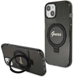 Guess Ring Stand Script Glitter MagSafe iPhone 15 telefontok (fekete)