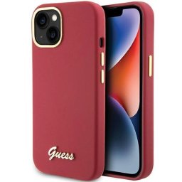 Guess Silicone Script Metal Logo iPhone 15 tok (piros)