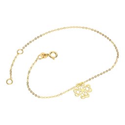 14K arany szerencse karkötő, négylevelű lóhere dísszel