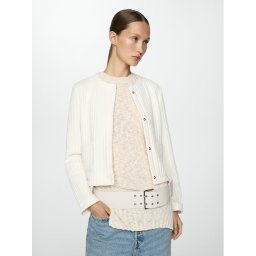Mango Átmeneti kabát Waffle 67057134 Fehér Regular Fit