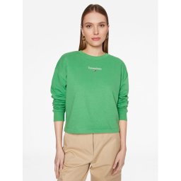 Tommy Jeans Pulóver Essential Logo DW0DW15409 Zöld Boxy Fit