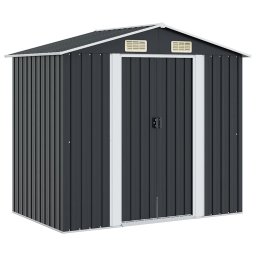 vidaXL antracitszürke acél kerti fészer 204 x 132 x 186 cm