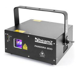 Beamz Pandora 1200 TTL RGB lézer, 12/23 DMX csatorna, 4 lézer osztály, fekete (152.521)