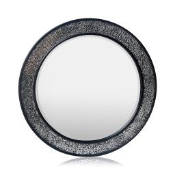 Casa Chic Cheyne Fali tükör fa kerettel kerek Ø 60 cm mozaik mintával (GL-60X60-BLK)