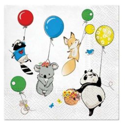 Állatos lufis party szalvéta 20 db-os, 33x33 cm