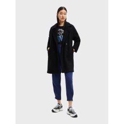 Desigual Gyapjú kabát London 22WWEW16 Fekete Relaxed Fit