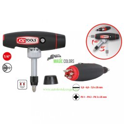 1/4" T-fogantyús racsnis bitcsavarhúzó, 7 részes
