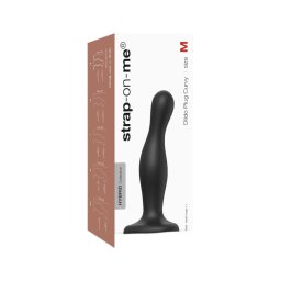 Strap-on-me Curvy M - hullámos, tapadókorongos dildó (fekete)
