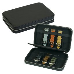 TEXTILBŐR ÓRATARTÓ DOBOZ, ÓRADOBOZ 1 ÓRÁNAK, FEKETE