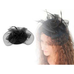 Fascinator / virág sapka tollal és hálóval