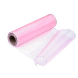 Egyszínű organza dekorációs textil, 21cm széles, 9m, 720927, babarózsaszín