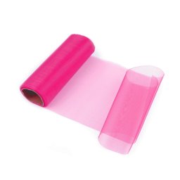 Egyszínű organza dekorációs textil, 14cm széles, 9m, 810324, pink