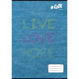 COOL BY VICTORIA Füzet, tűzött, A4, kockás, 32 lap, COOL BY VICTORIA, "Live-love-hope", "87-32"