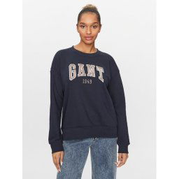 Gant Pulóver Rel Logo C-Neck 4200725 Sötétkék Relaxed Fit