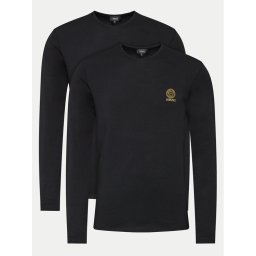 Versace 2 db-os hosszú ujjú póló szett AU10197 Fekete Slim Fit
