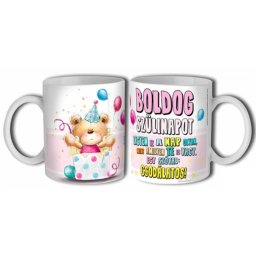 Bögre, kerámia, 3dl, születésnapra, pink