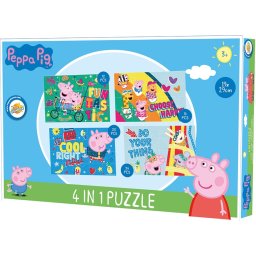 PEPPA MALAC és barátai gyerek puzzle 4 az 1-ben, 19x29 cm