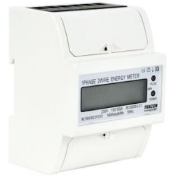 LCD kijelzésű fogyasztásmérő, közvetlen, 1 fázisú, 4 modul 230VAC / 10(100)A