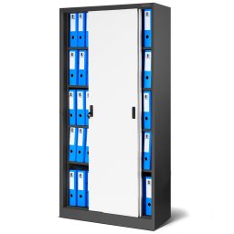 KUBA 915 Fém iratszekrény polcokkal tolóajtókkal 900x1850x400, modell antracit-fehér