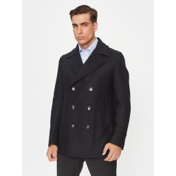 Boss Gyapjú kabát H-Hyde-Pcoat-234 50502282 Sötétkék Relaxed Fit