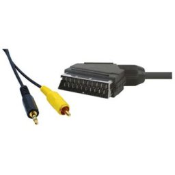 Audio/Video kábel SCART hím - CINCH hím Jack (3.5mm) hím, 1.5m, fekete