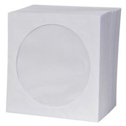 Boríték 1 CD-hez, papír, fehér, ablakkal, logóval, 100 darabos csomagban