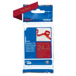 Brother eredeti címkenyomtató szalag, Brother, TZE-RW54, arany nyomtatás / borvörös hátlap, textil, 4m, 24mm