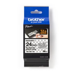 Brother eredeti címkenyomtató szalag, Brother, TZE-SE5, fekete nyomtatás/fehér hátlap, laminált, 8m, 24mm, zárószalag, tömítés