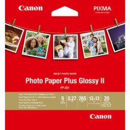 Canon Photo Paper Plus Glossy II, PP-201, fényes fotópapír, fényes, 2311B060, fehér, 13x13cm, 5x5", 265 g/m2, 20 db, tintasugaras papír