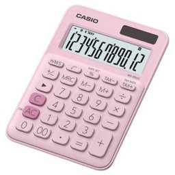 Casio számológép MS 20 UC PK, rózsaszín, tizenkét számjegyű, kettős tápellátás