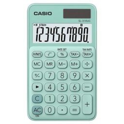 Casio számológép SL 310 UC GN, türkizkék, tíz számjegy, kettős tápegység