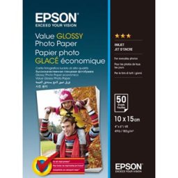 Epson Value fényes fotópapír, C13S400038, fotópapír, fényes, fehér, 10x15cm, 183 g/m2, 50 db, tintasugaras papír