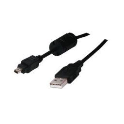 Logo USB kábel (2.0), USB A csatlakozó - 4-pin csatlakozó, 1,8m, fekete, buborékcsomagolás, FUJI
