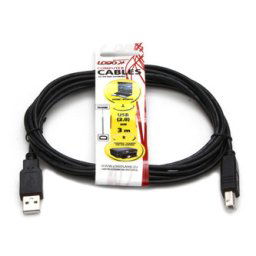 Logo USB kábel (2.0), USB A csatlakozó - USB B csatlakozó, 3m, fekete