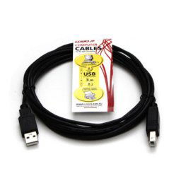 Logo USB kábel (2.0), USB A csatlakozó - USB B csatlakozó, 3m, fekete