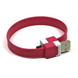 Logo USB kábel (2.0), USB A csatlakozó - microUSB csatlakozó, 0,25m, rózsaszín, buborékcsomagolás, csuklópánt, SELL