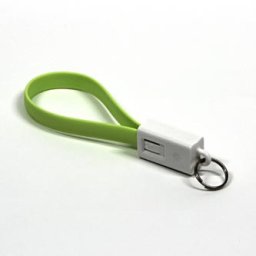 Logo USB-kábel (2.0), USB A hím – microUSB hím, 0,2 m, világoszöld, buborékcsomagolás, kulcstartó, KIÁRUSÍTÁS
