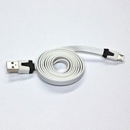 Logo USB kábel (2.0), USB A csatlakozó - microUSB csatlakozó, 1m, lapos, fehér, buborékcsomagolás, ELADÓ