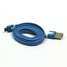 Logo USB kábel (2.0), USB A csatlakozó - microUSB csatlakozó, 1m, lapos, kék, buborékcsomagolás, ELADÓ