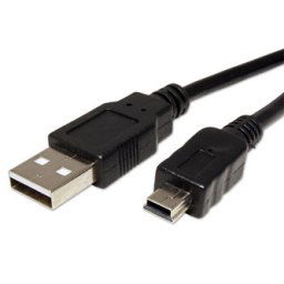 Logo USB kábel (2.0), USB A csatlakozó - miniUSB csatlakozó, 1,8 m, fekete, buborékcsomagolásban