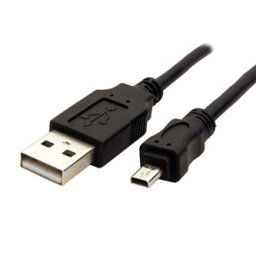 Logo USB kábel (2.0), USB A hím - 8-pin hím, 1,8m, fekete, buborékcsomagolás, PANASONIC