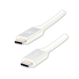 Logo USB kábel (3.2 gen 1), USB C hím - USB C hím, 1m, 5 Gbps, 5V/3A, fehér, doboz, nejlonfonat, alumínium csatlakozóburkolat