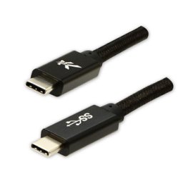 Logo USB kábel (3.2 gen 1), USB C hím - USB C hím, 1m, 5 Gbps, 5V/3A, fekete, doboz, nejlonfonat, alumínium csatlakozóburkolat
